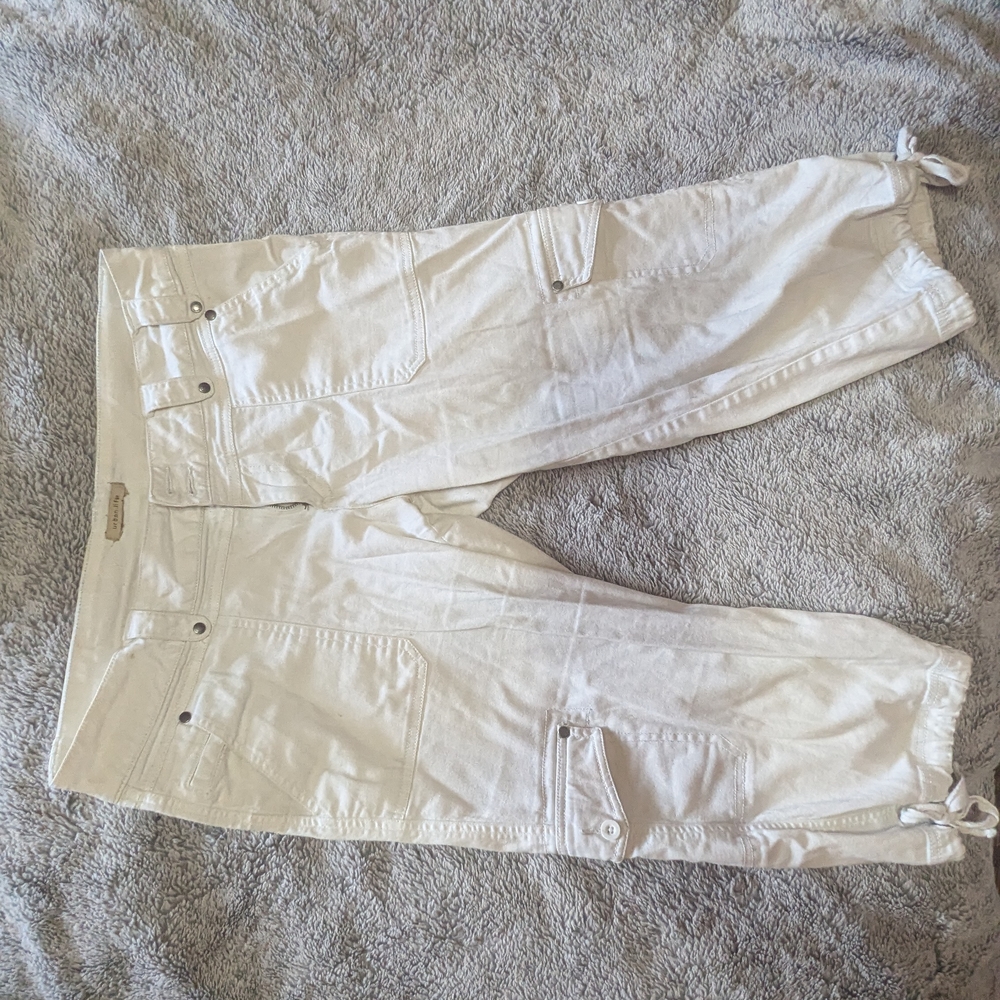 White Cargo Capri Pants